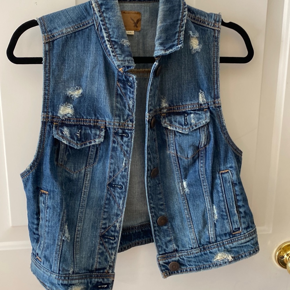 American eagle denim cropped vest